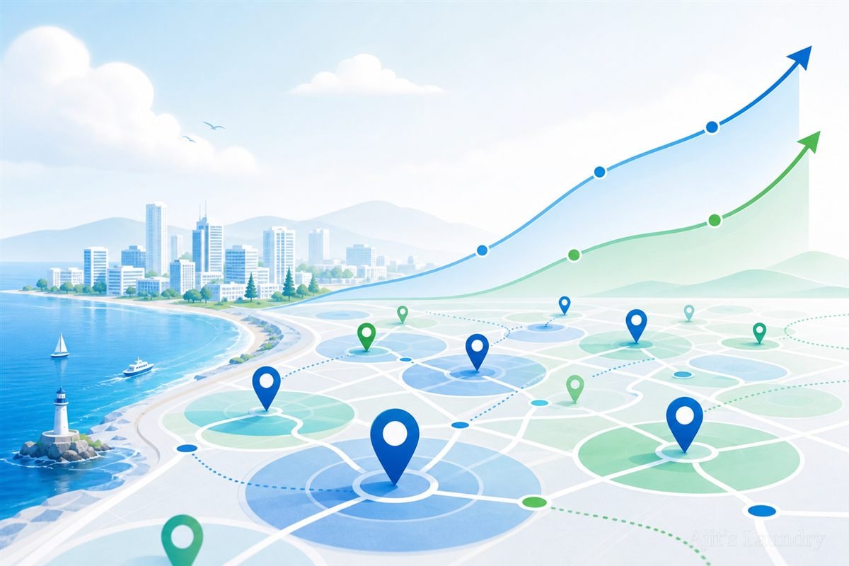 Abstract local SEO and neighbourhood growth illustration
